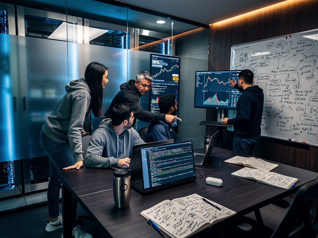 Engineers analyze neural networks and cyber threats in modern research lab