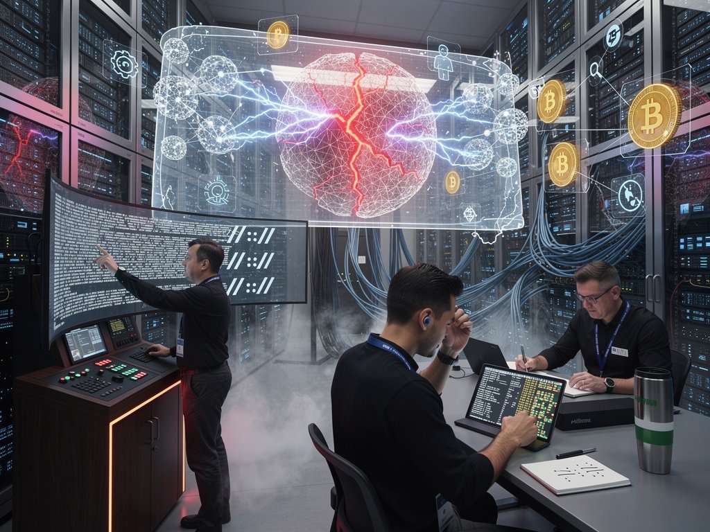 Digital visualization of Anthropic MCP RCE vulnerability impacting AI supply chain and blockchain networks